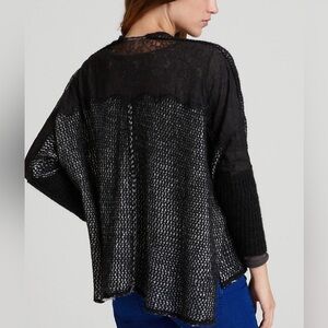 Free People Peekaboo Lace Back Knit  Cardigan Sweater Women’s Black Sz XS